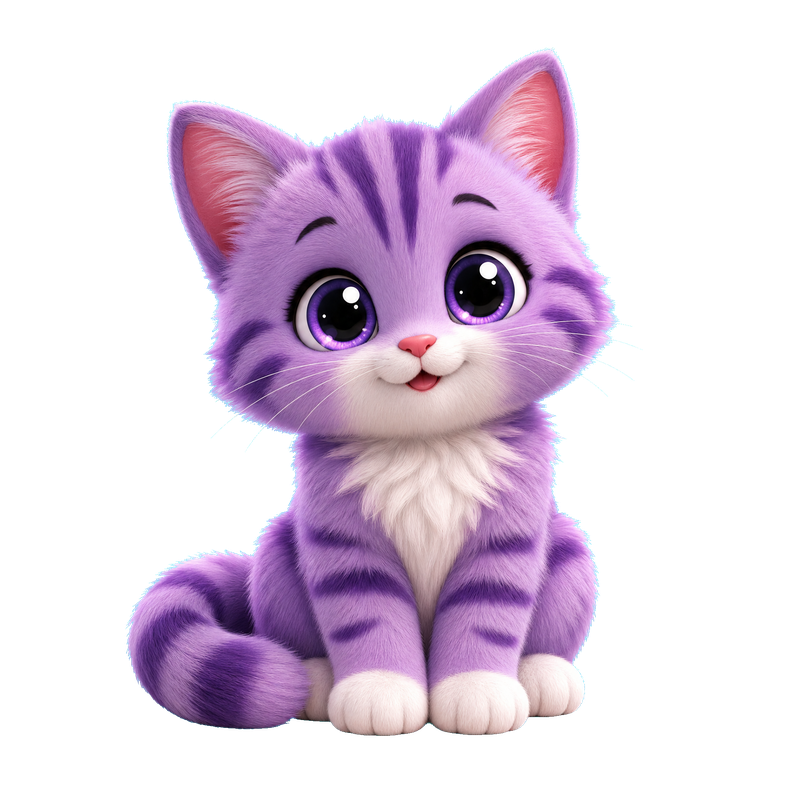 FlowCraft maskotu — sevimli mor kedi